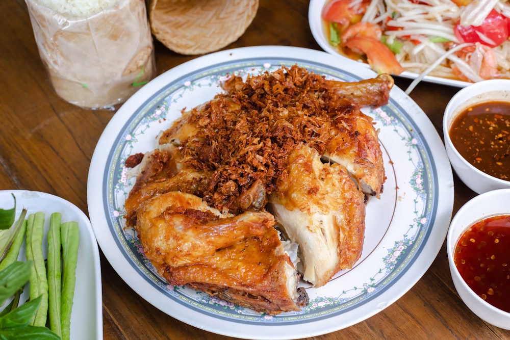 fried chicken on white ceramic plate