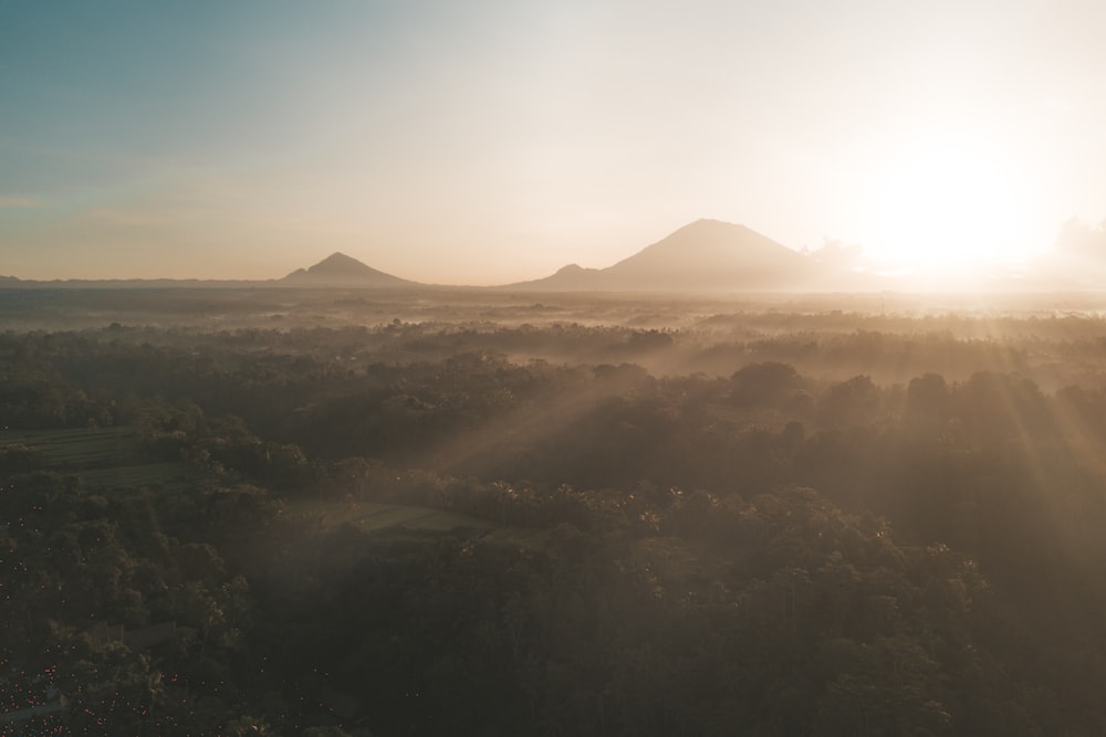 silhouette of mountains during sunset