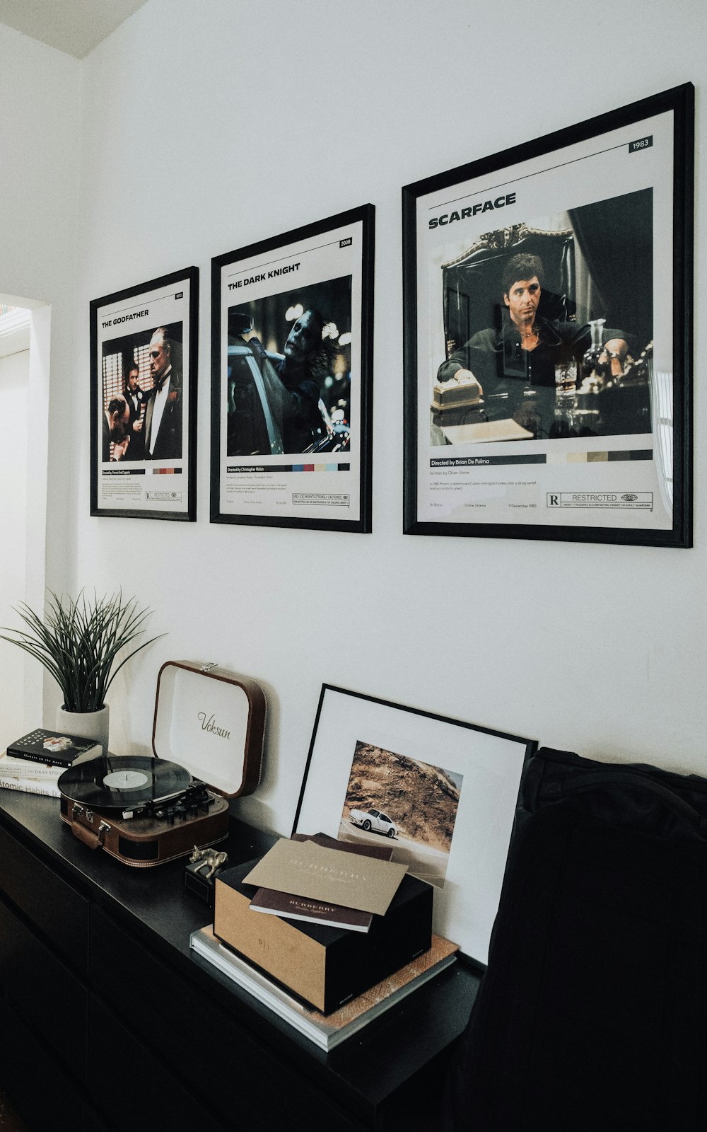 black and white photo frame on white wall