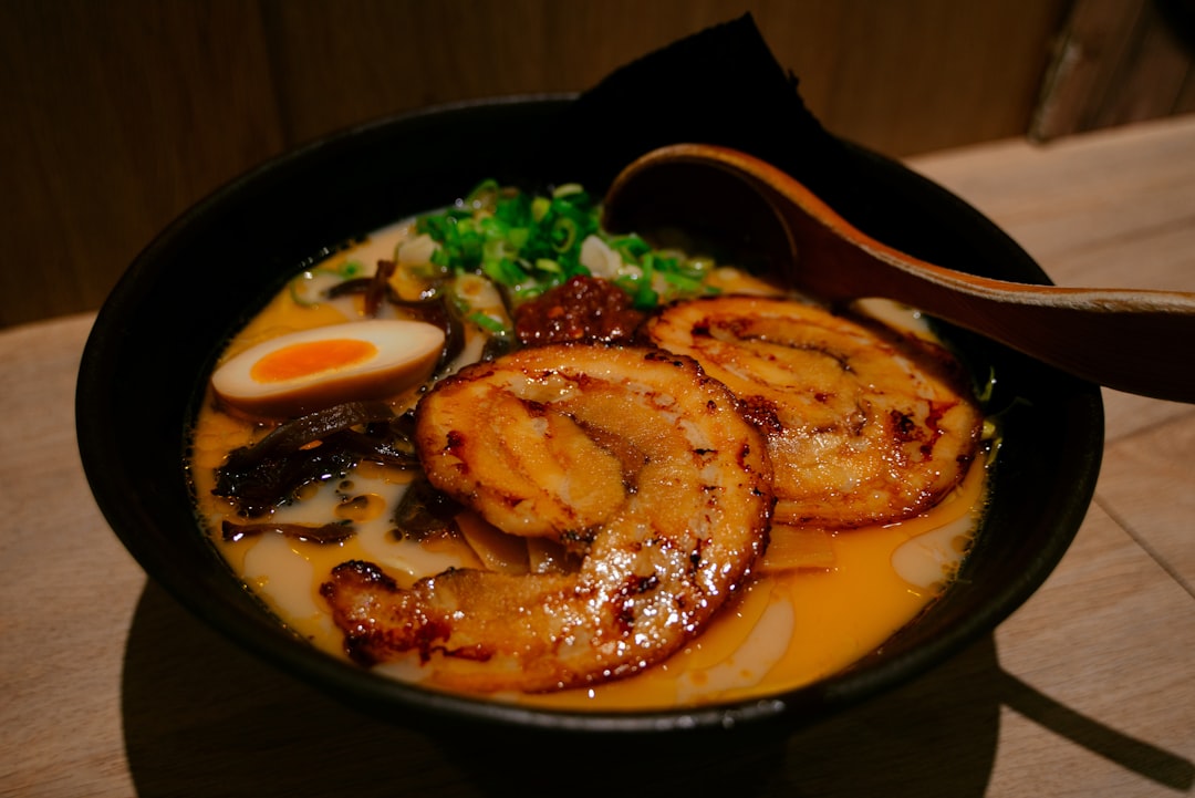 cooked food on black ceramic plate