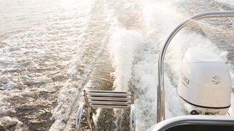 water waves hitting on stainless steel railings
