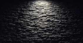a black and white photo of a brick wall