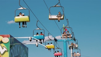 yellow and red cable cars
