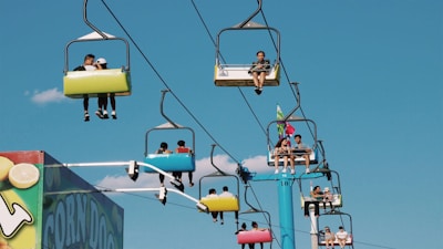 yellow and red cable cars