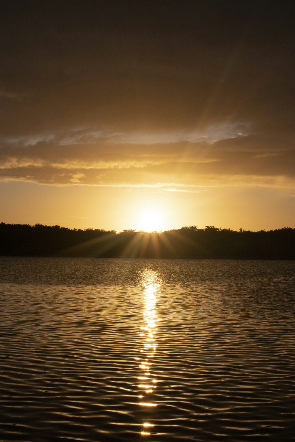 body of water during sunset