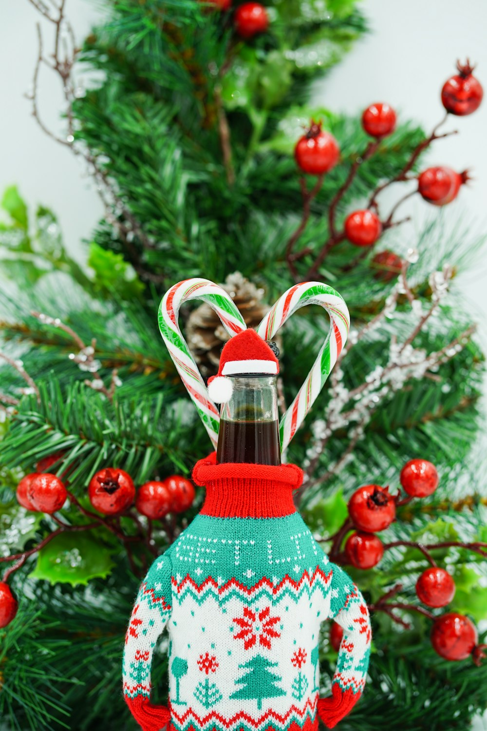 red and silver christmas tree ornament