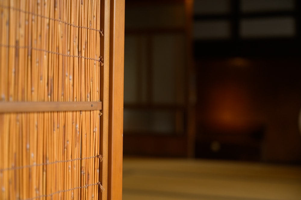 brown wooden door frame on gray concrete floor