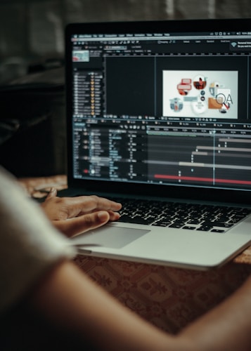 Home office monitor setup representing readable type and visual hierarchy for long-form YouTube design