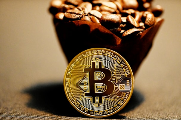 brown and gold round coin