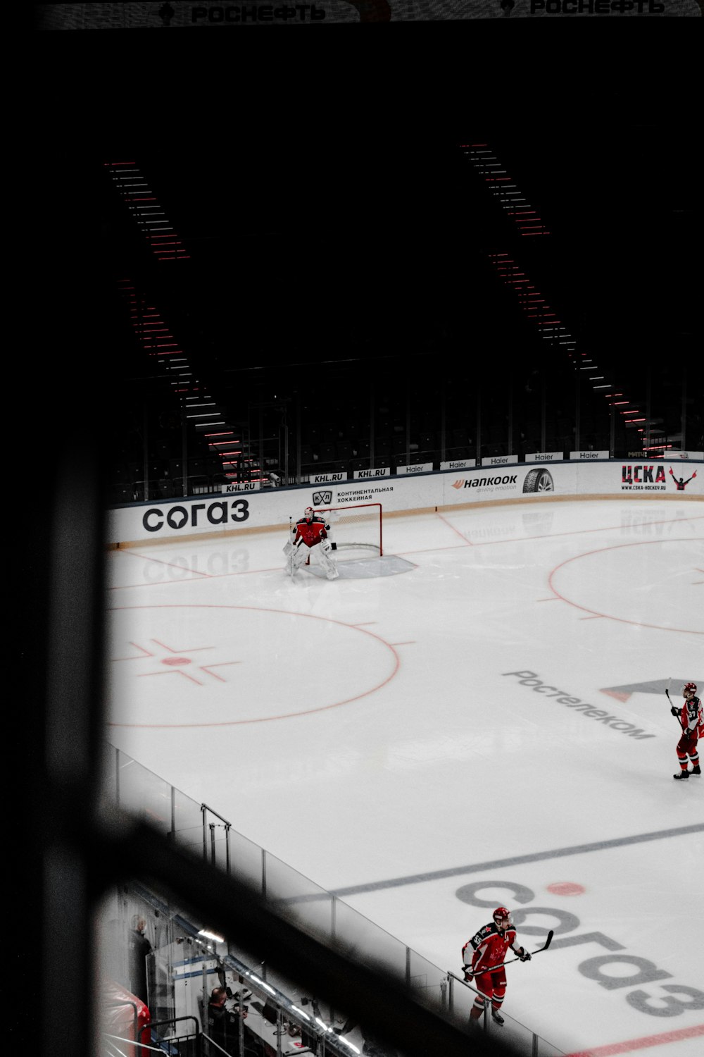 ice hockey players on ice hockey field