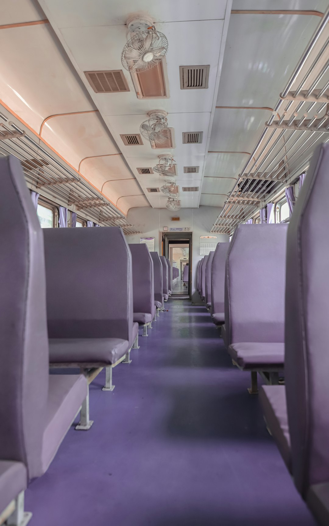 blue and white bus seats