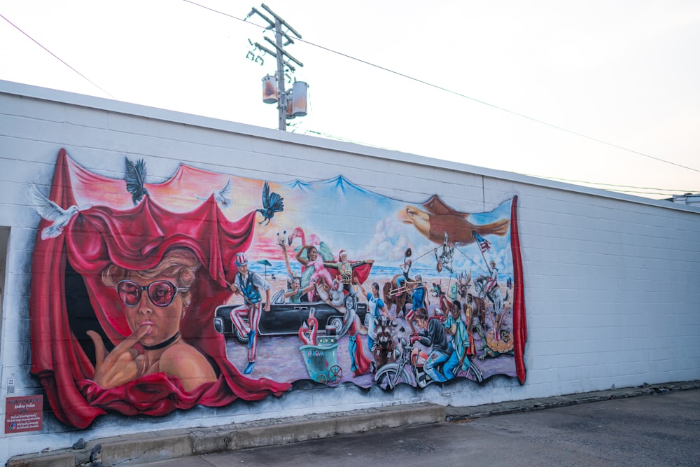 people in red dress graffiti