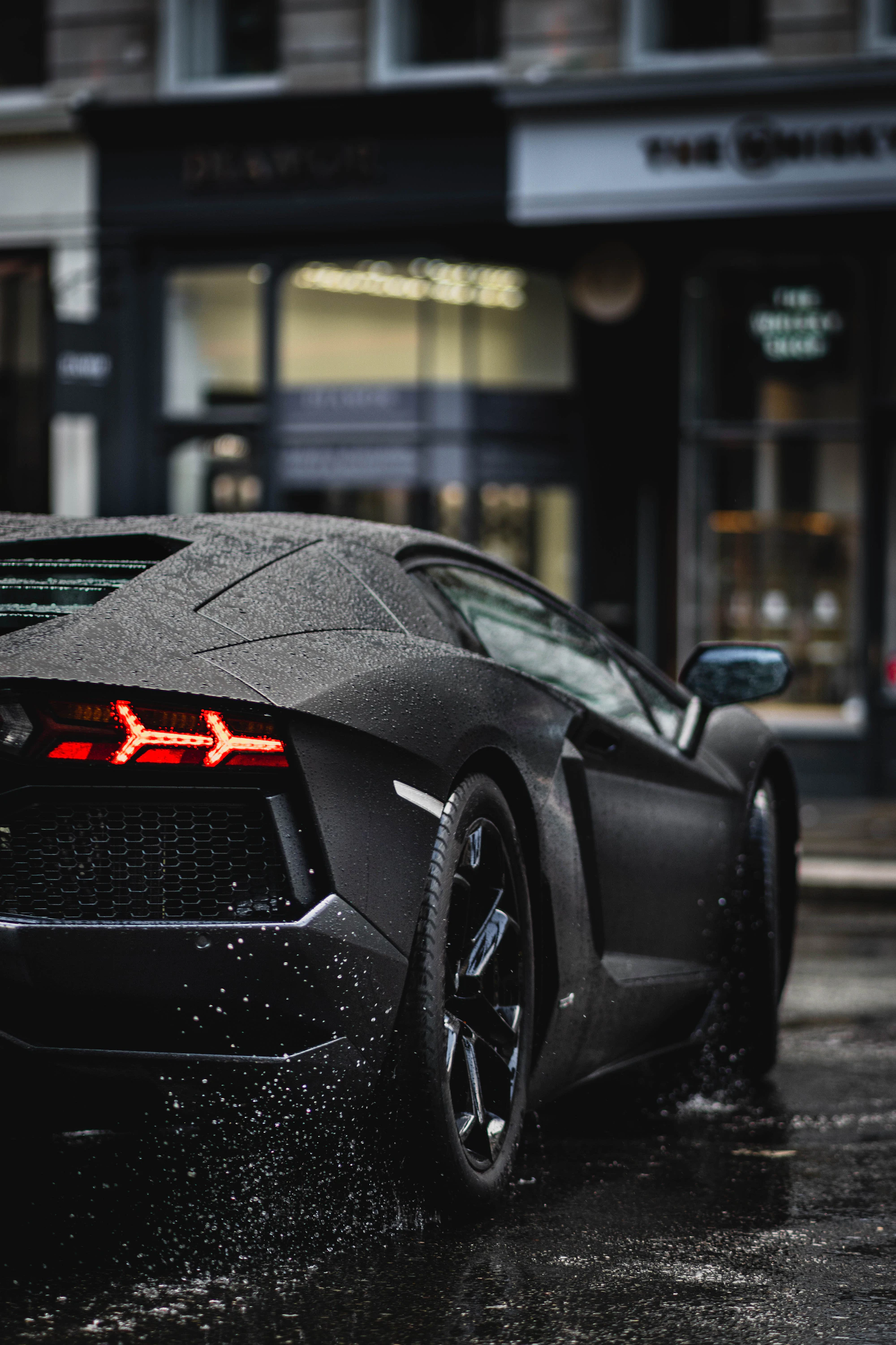 A supercar caught after the rain