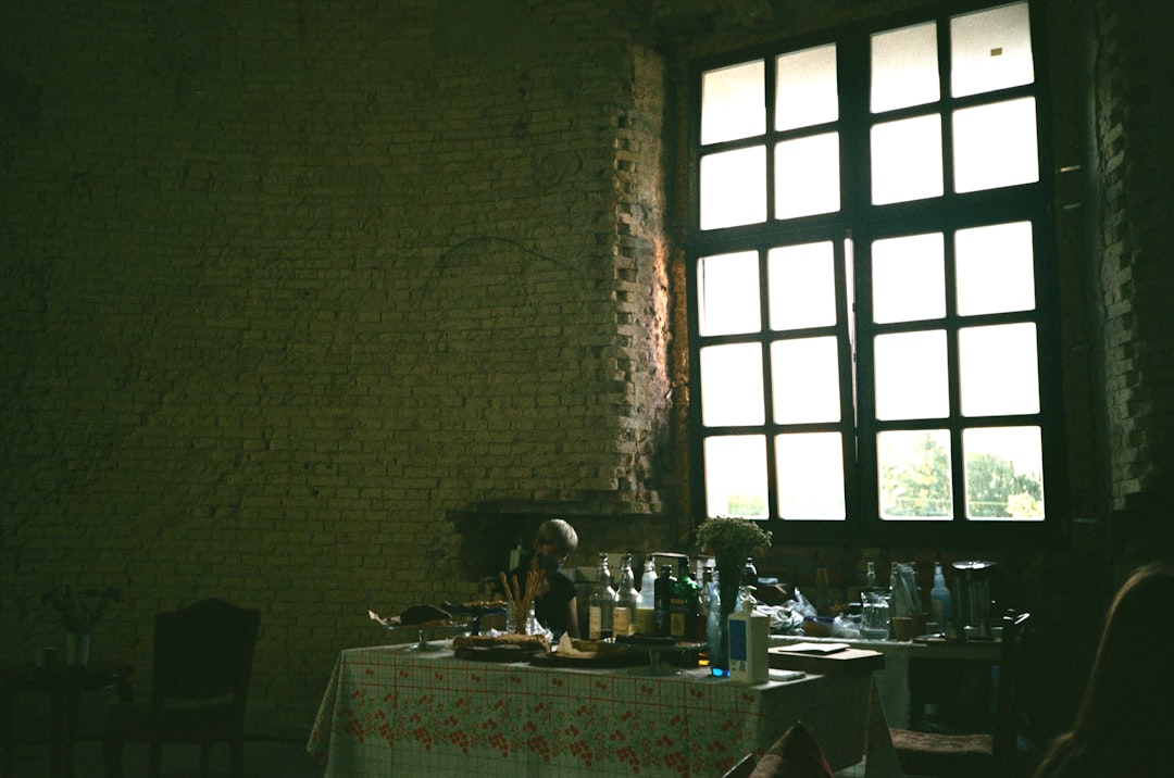 white and brown wooden table