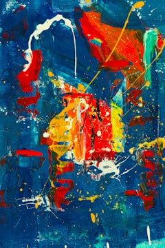 red yellow and blue abstract painting