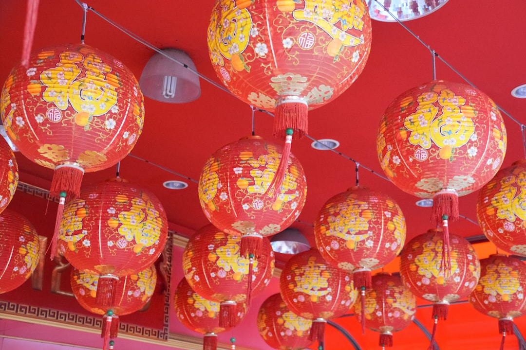 red and yellow chinese lanterns