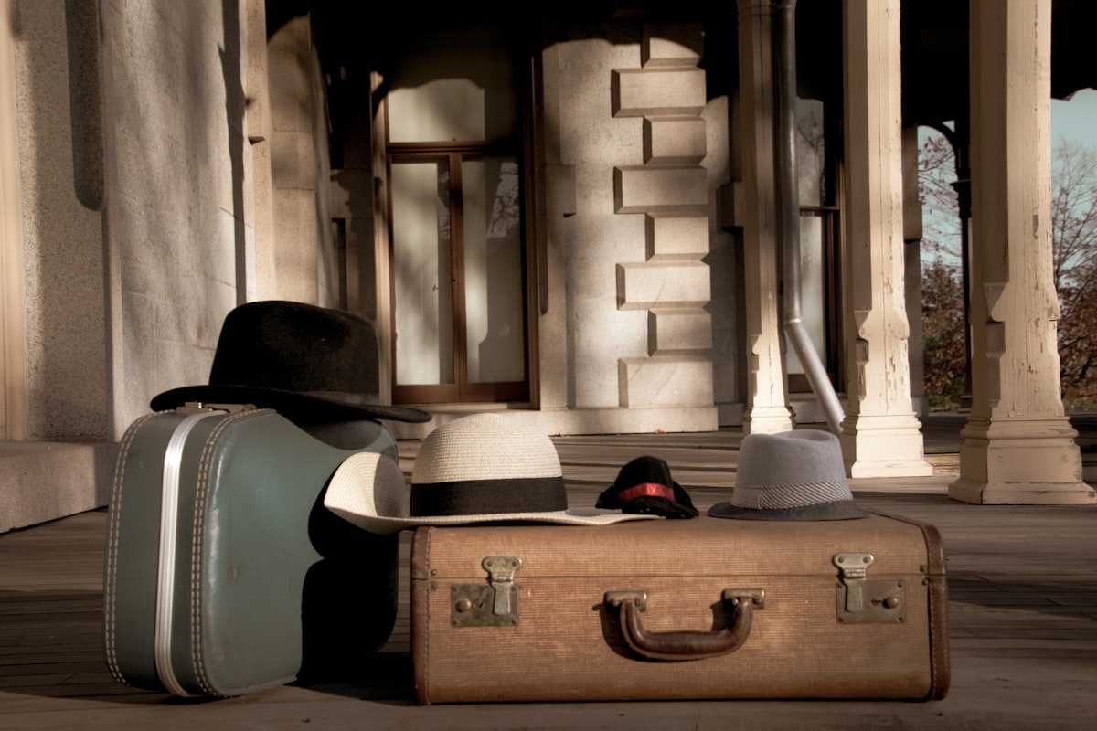 Family packing suitcase and bags for travel