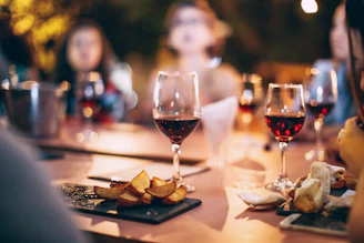 clear wine glass on table