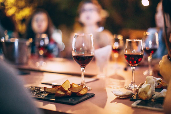 clear wine glass on table