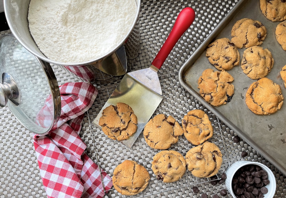 brown cookies on stainless steel tray