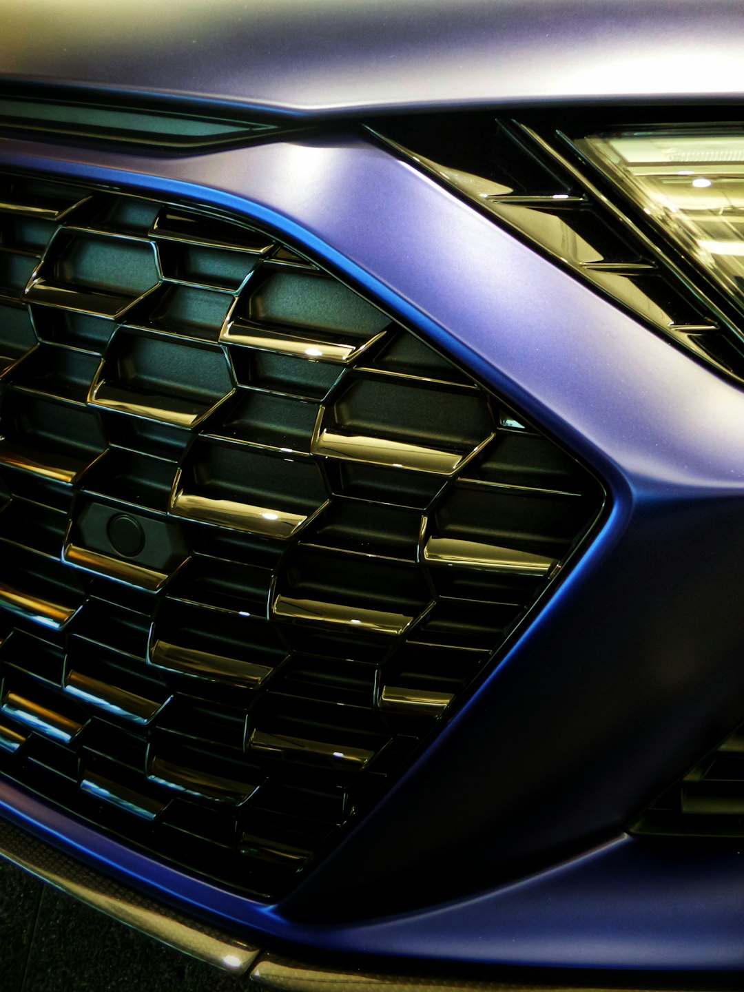blue and black car grille