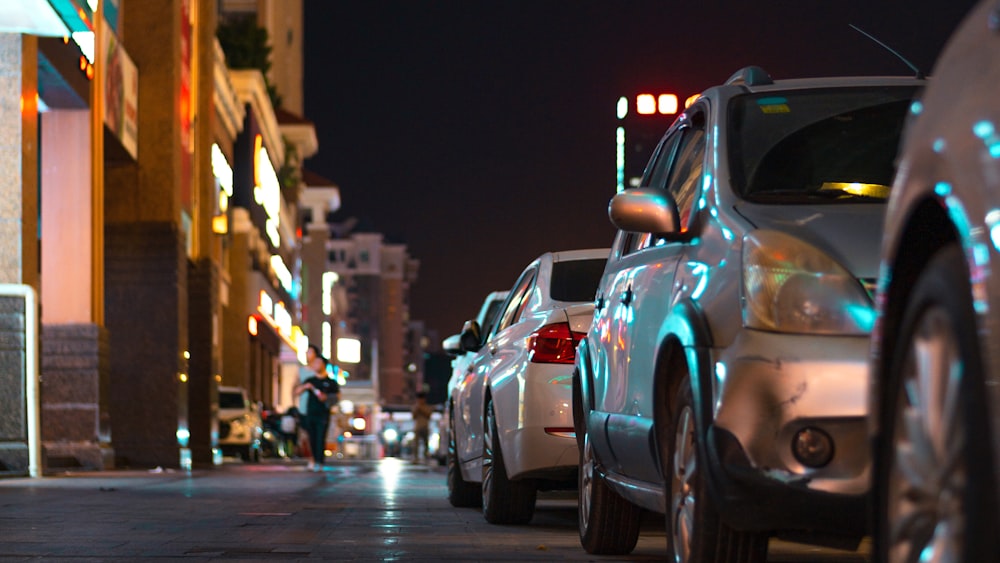 cars on road during night time