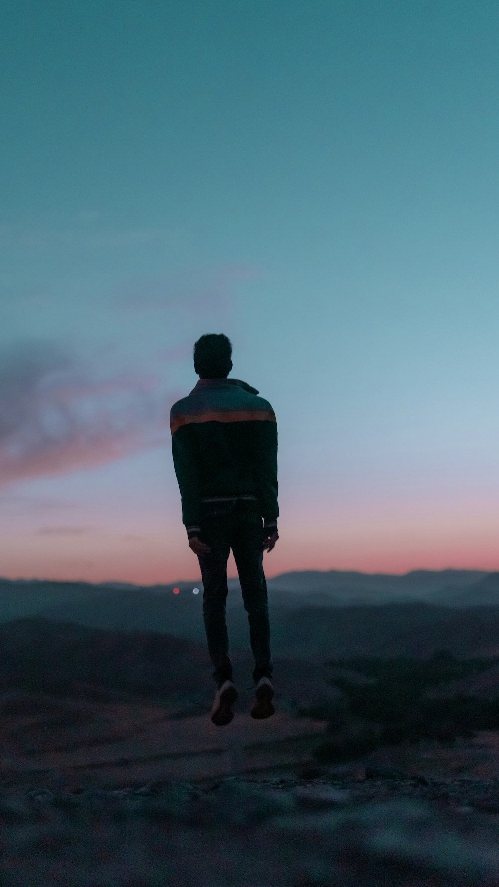 man in black jacket standing on top of mountain during daytime