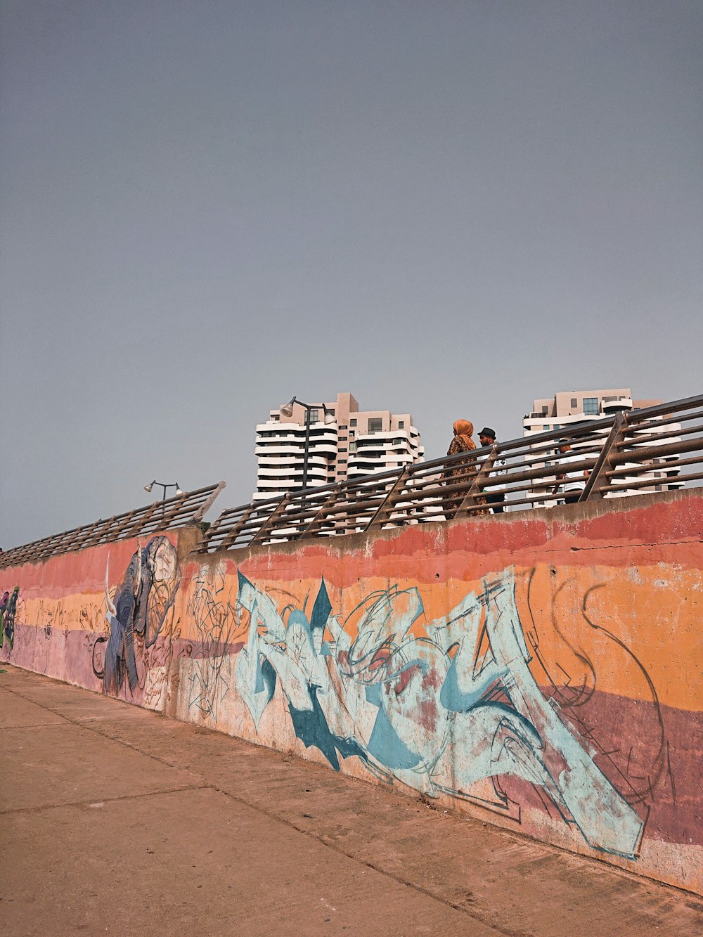 blue and brown graffiti wall art
