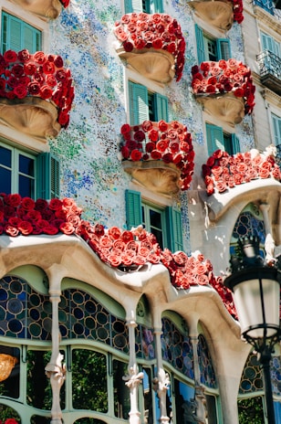 red and white roses on white table