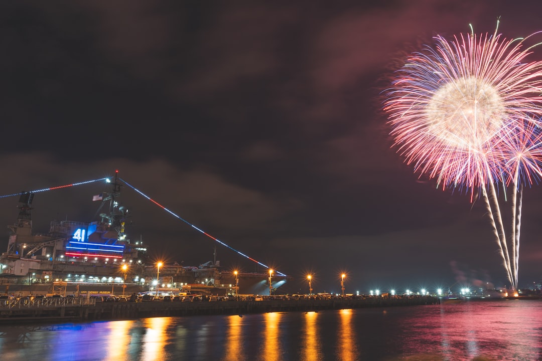 fireworks display over body of water during night time