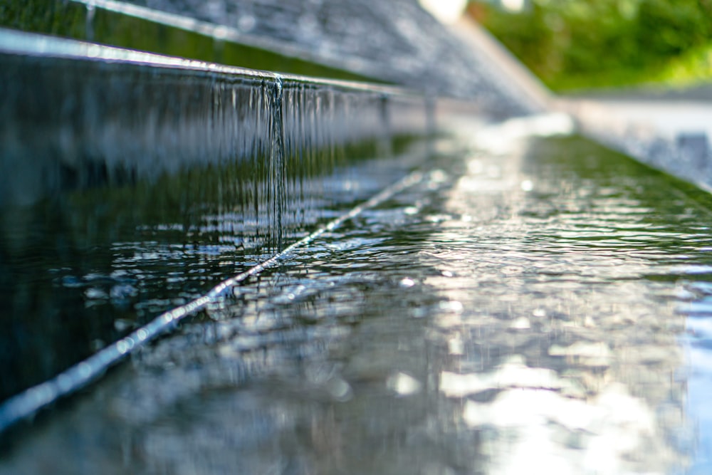 water falling from a bridge