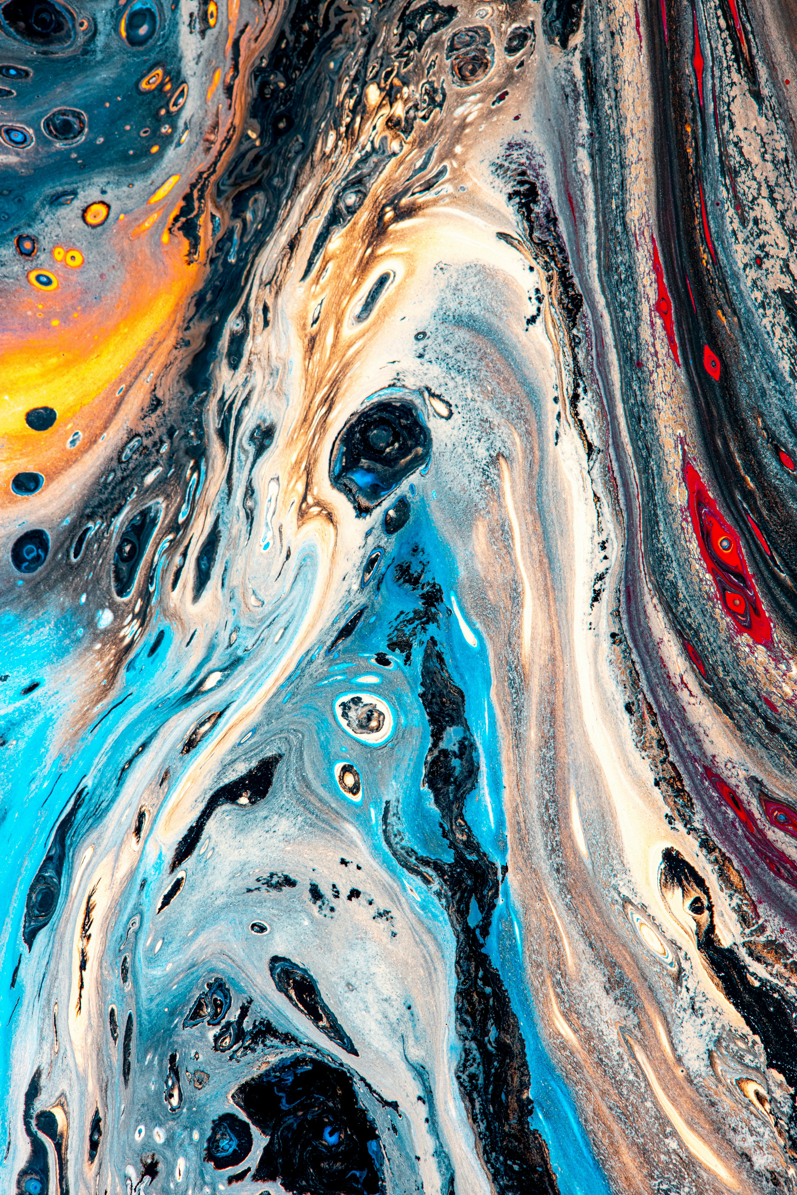 blue red and yellow abstract painting