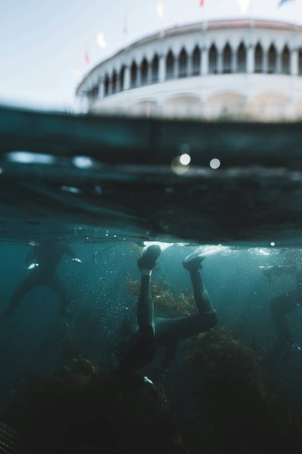 person in water with water