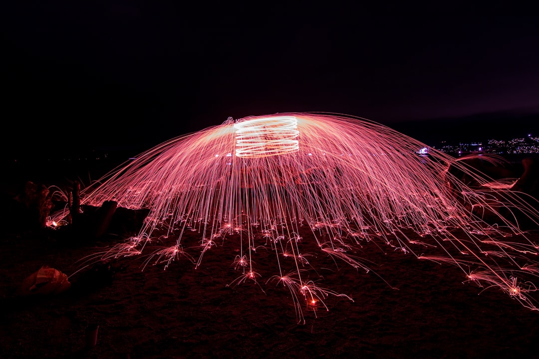 red and purple lights during night time