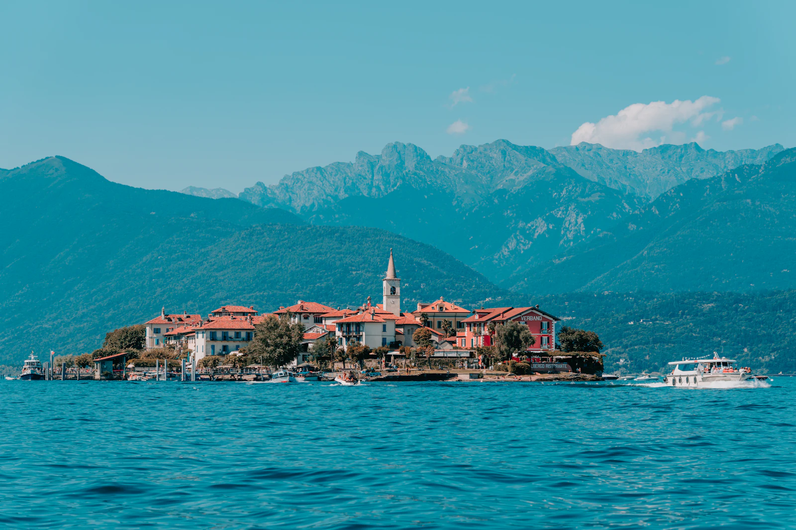 Houses on an island in Lake Maggiore