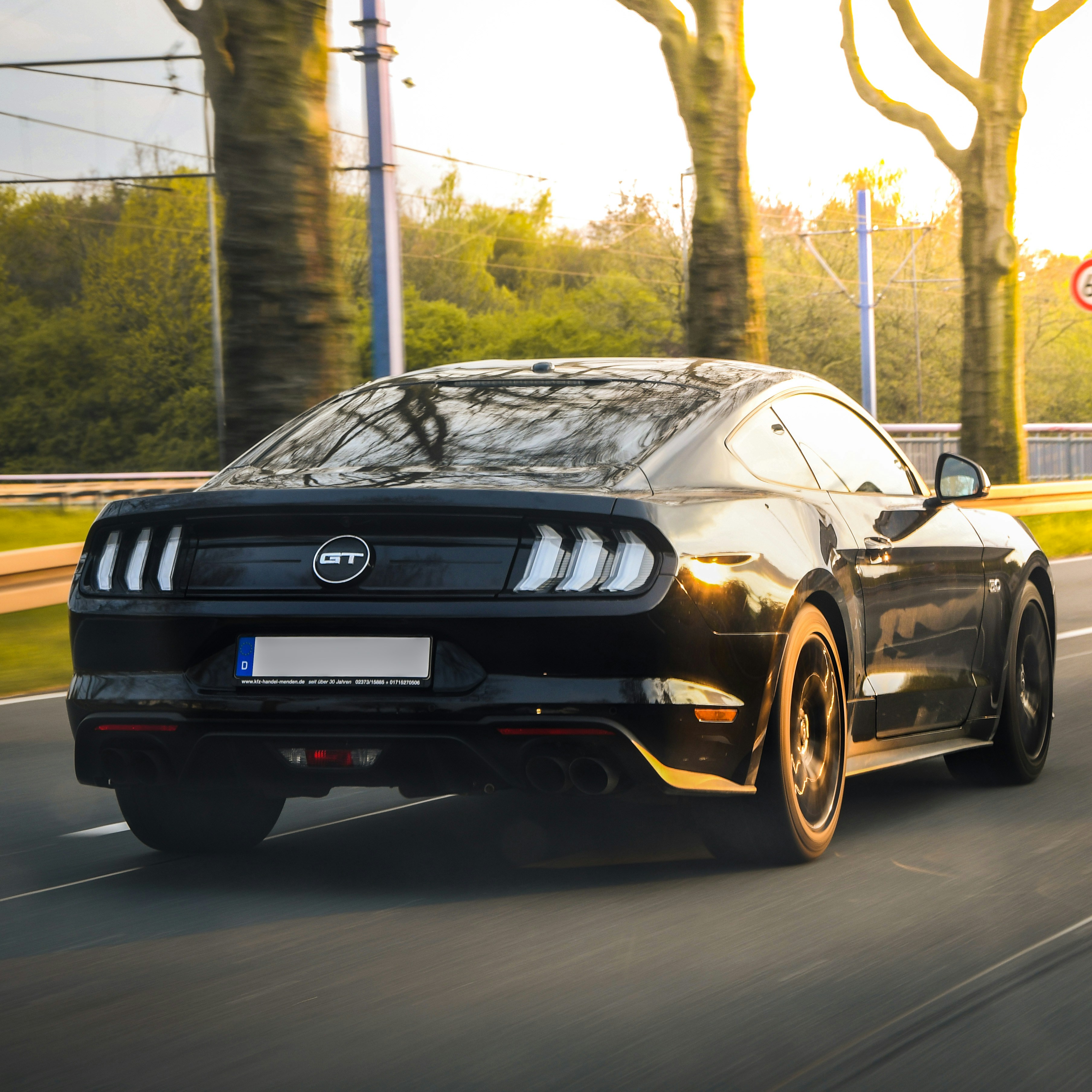 Ford Mustang GT on german Highway near Dortmund