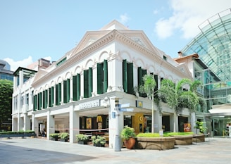 white and green concrete building