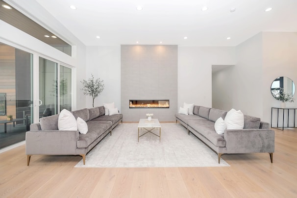 white couch and brown wooden table