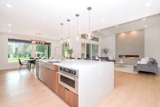 white and brown kitchen counter