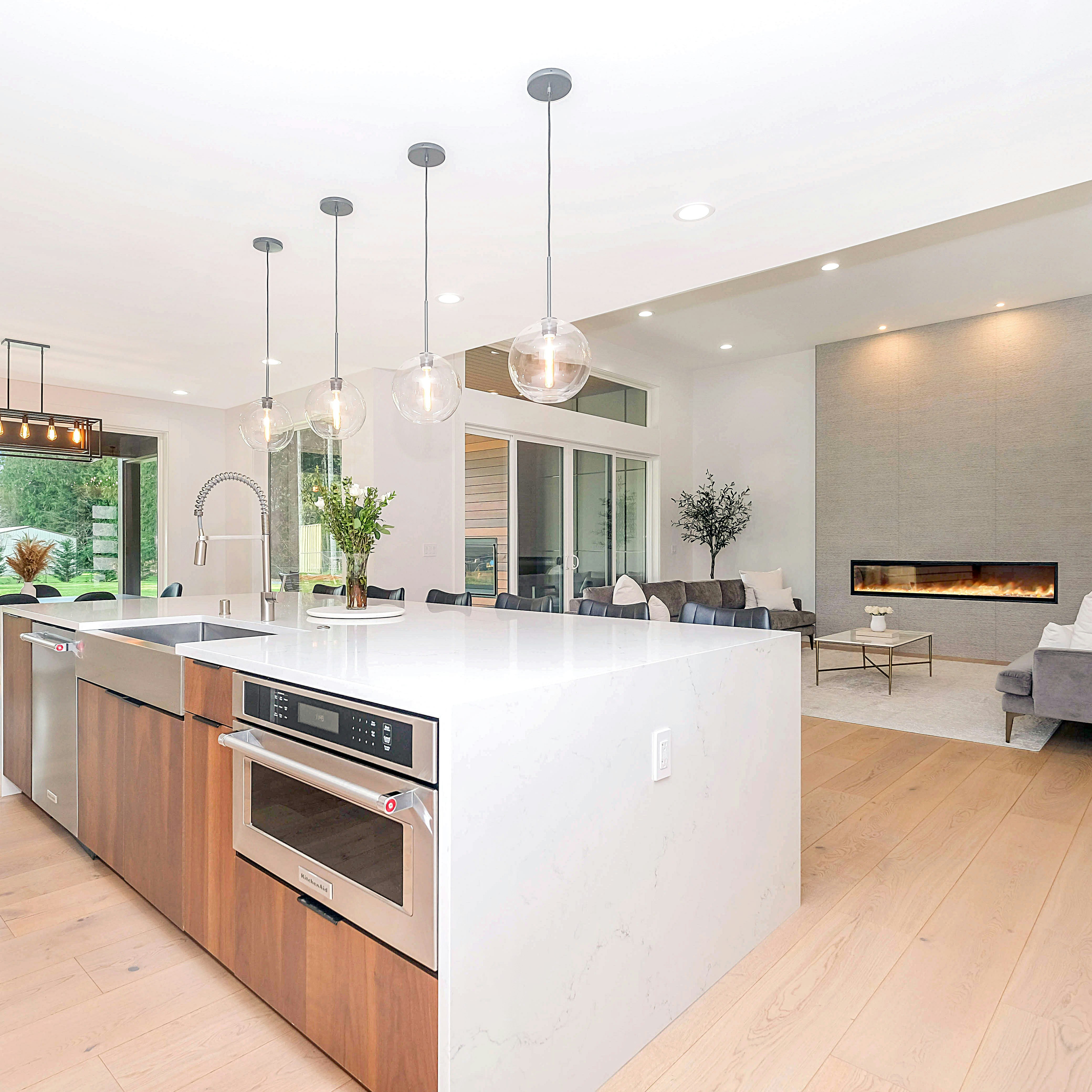 white and brown kitchen counter