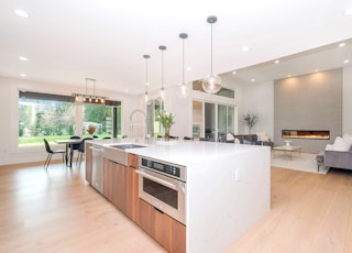 white and brown kitchen counter