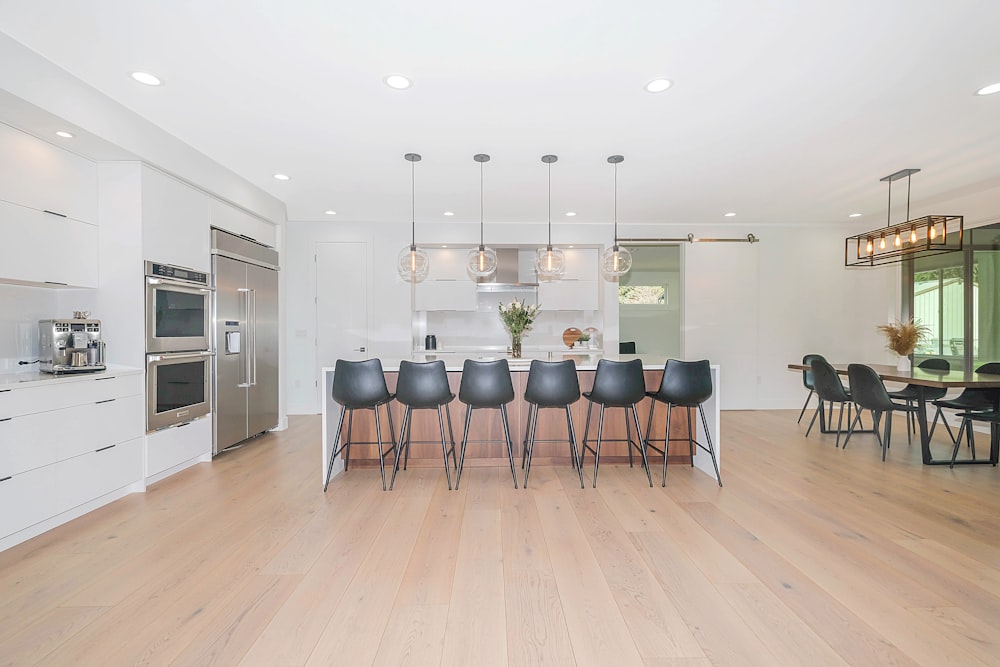 black and silver bar stools