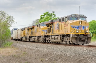 yellow and green train on rail tracks during daytime