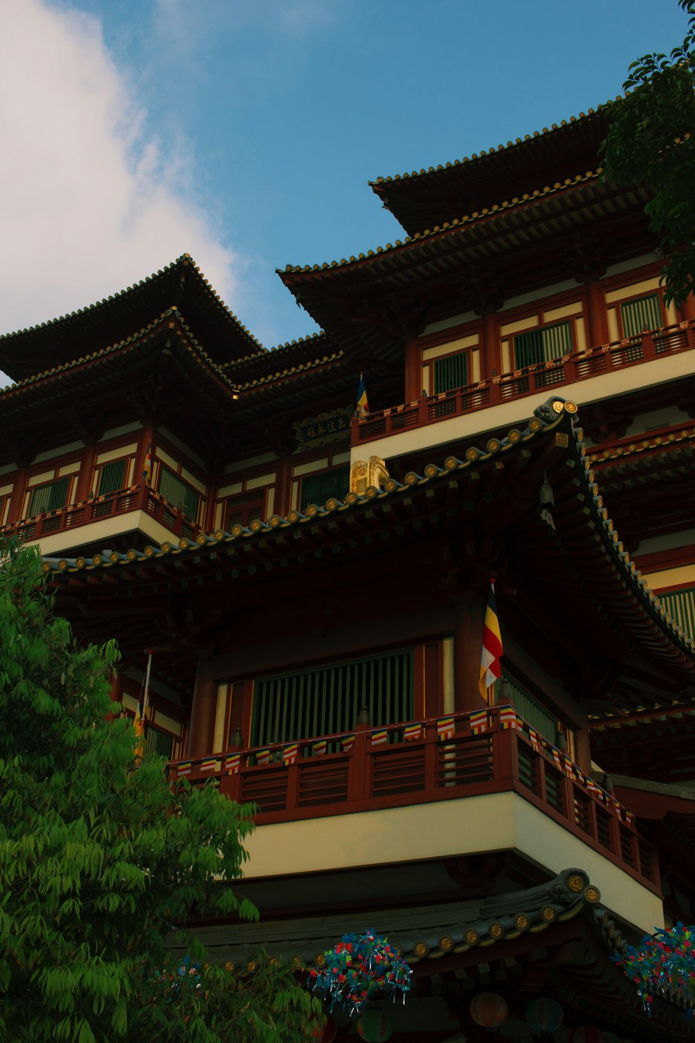 red and black pagoda temple