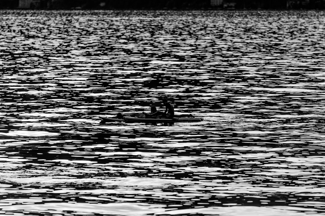 grayscale photo of body of water