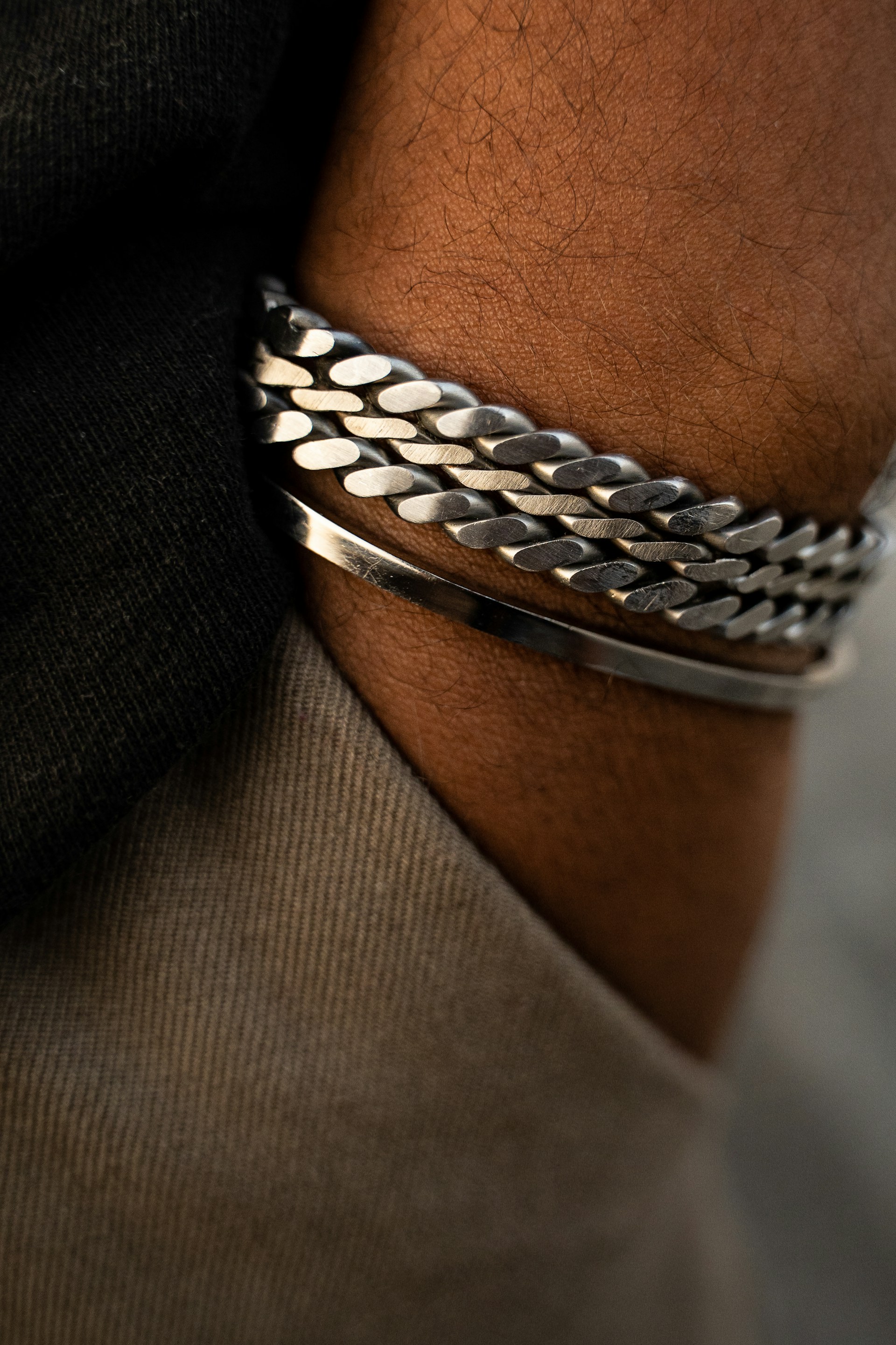 silver and diamond studded bracelet