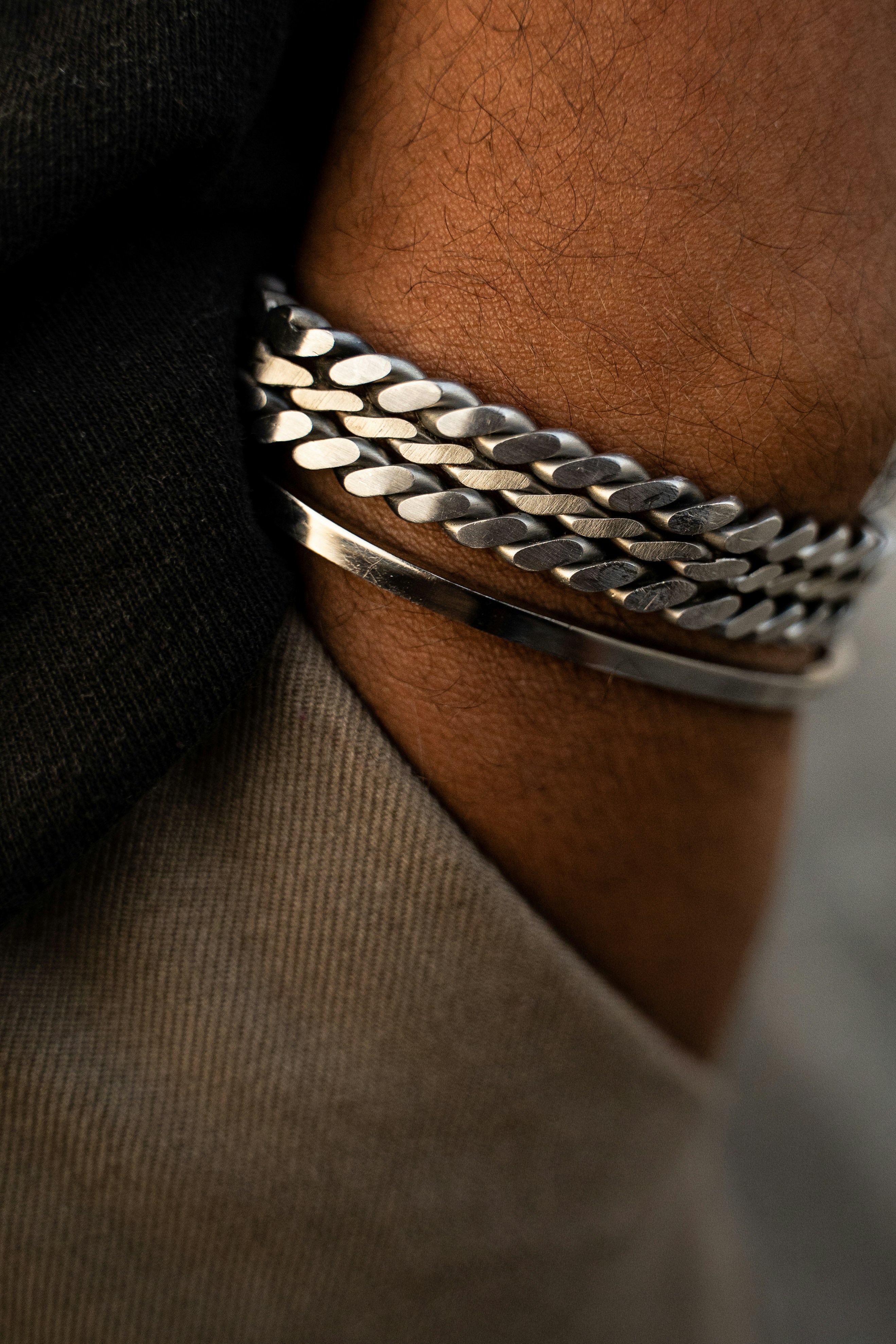 Mens fashion with trendy sterling silver jewelry