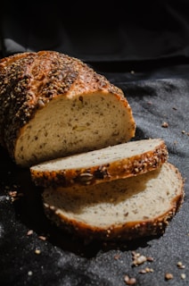 brown bread on black textile