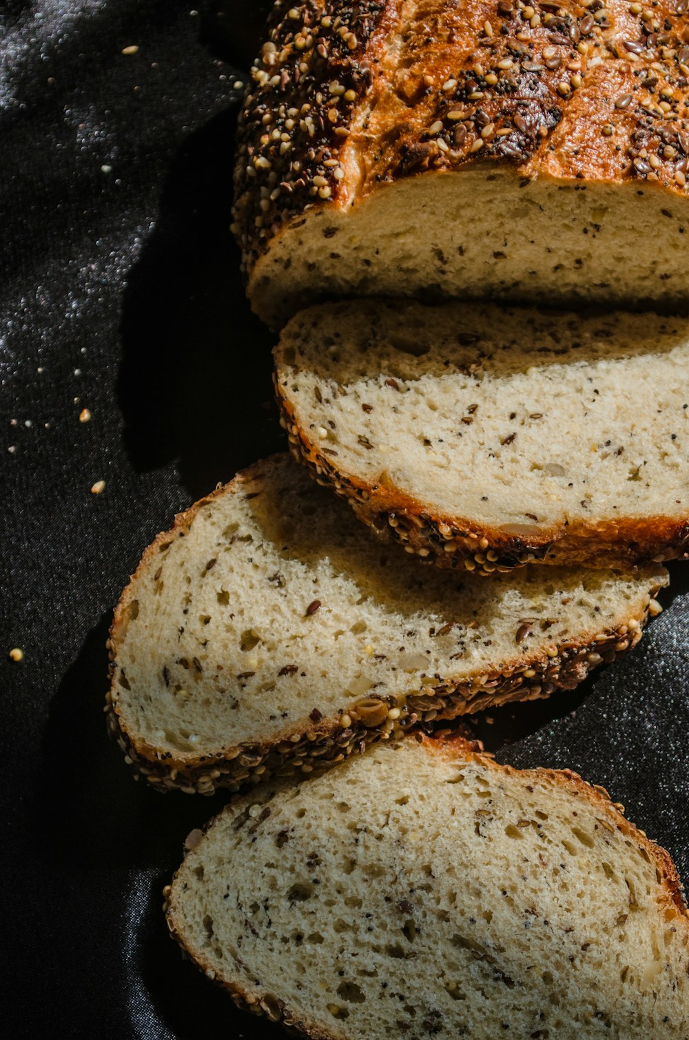 sliced bread on black textile