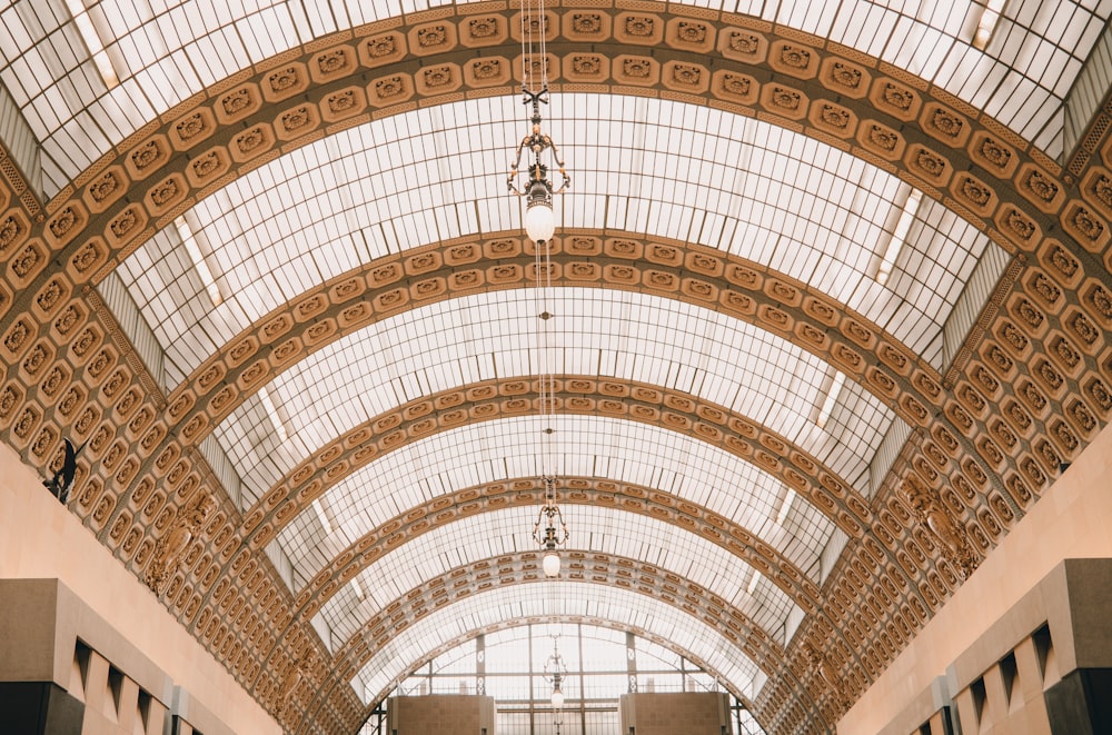 white and brown dome ceiling